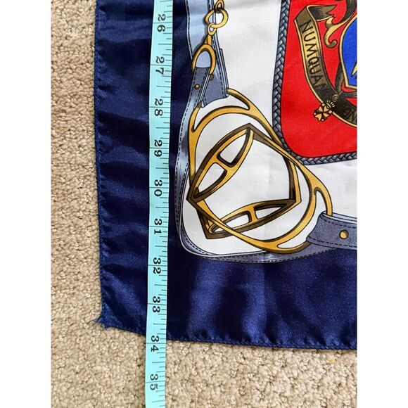 1970s Baroque Horse Bit & Crest Print Satin Scarf - Picture 6 of 7